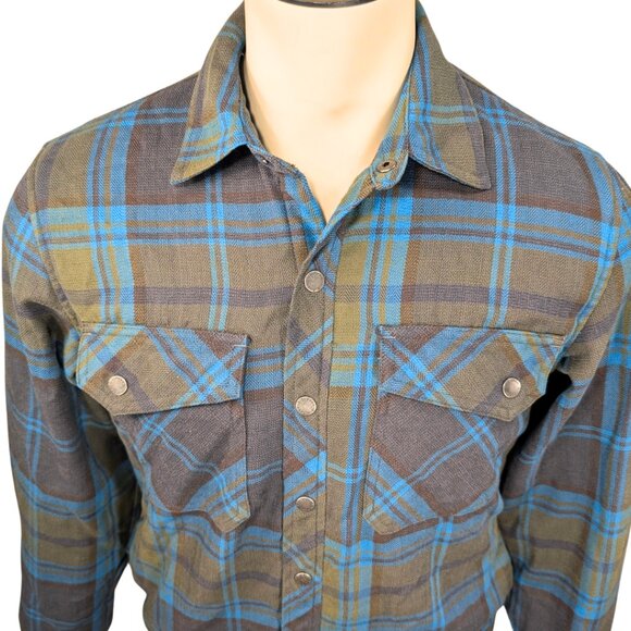 L.L.Bean Men's Small Brown Blue Plaid Lined Katahdin Performance Flannel Shirt - Picture 4 of 11